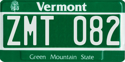 VT license plate ZMT082