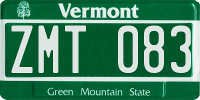 VT license plate ZMT083