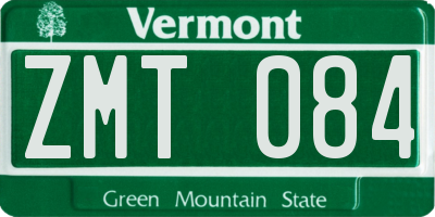 VT license plate ZMT084