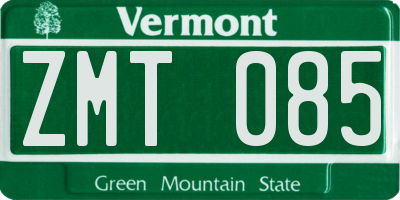 VT license plate ZMT085