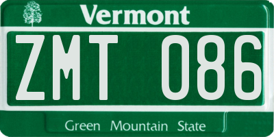 VT license plate ZMT086