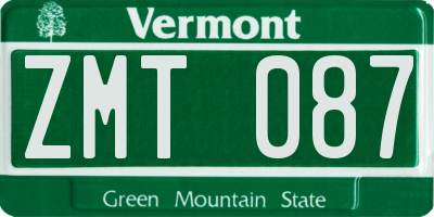 VT license plate ZMT087
