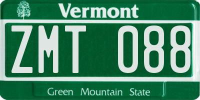 VT license plate ZMT088