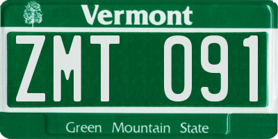 VT license plate ZMT091