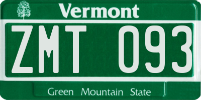 VT license plate ZMT093