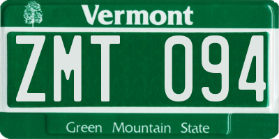 VT license plate ZMT094