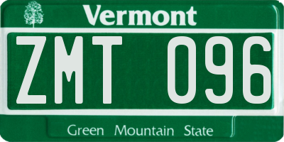 VT license plate ZMT096