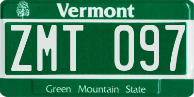 VT license plate ZMT097