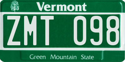 VT license plate ZMT098