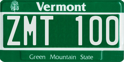 VT license plate ZMT100