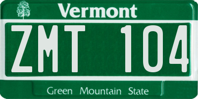 VT license plate ZMT104