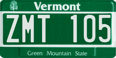 VT license plate ZMT105