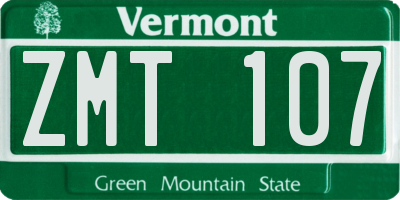 VT license plate ZMT107