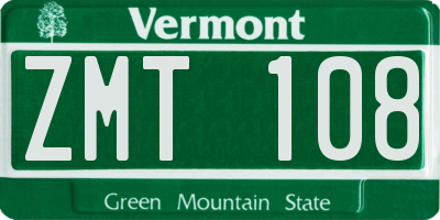 VT license plate ZMT108