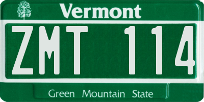 VT license plate ZMT114