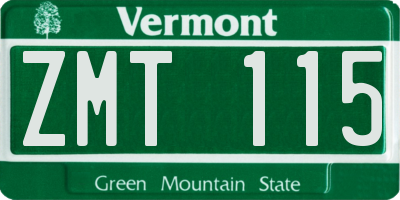 VT license plate ZMT115