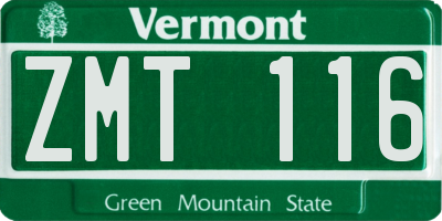 VT license plate ZMT116