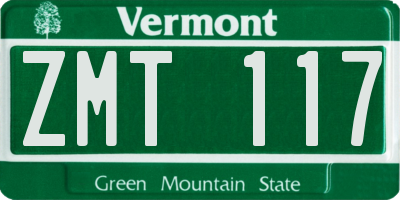 VT license plate ZMT117