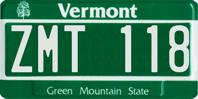 VT license plate ZMT118