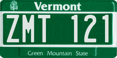 VT license plate ZMT121