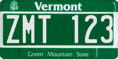 VT license plate ZMT123