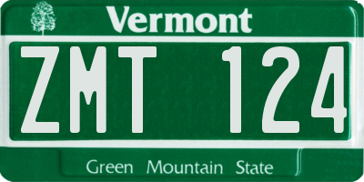 VT license plate ZMT124