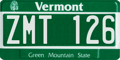 VT license plate ZMT126