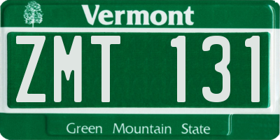 VT license plate ZMT131