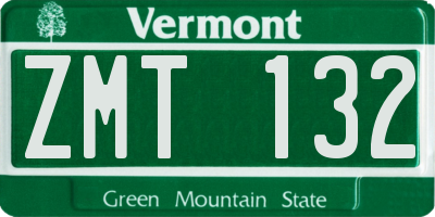 VT license plate ZMT132