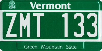 VT license plate ZMT133
