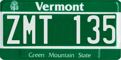 VT license plate ZMT135