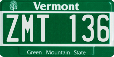 VT license plate ZMT136