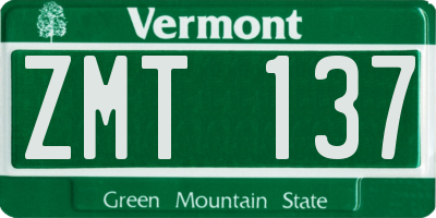 VT license plate ZMT137