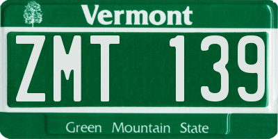 VT license plate ZMT139