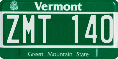 VT license plate ZMT140