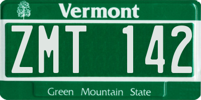 VT license plate ZMT142