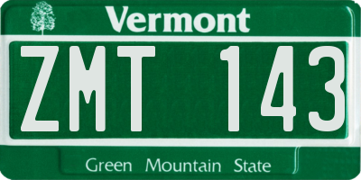 VT license plate ZMT143