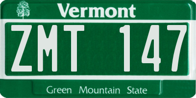 VT license plate ZMT147
