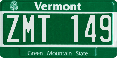 VT license plate ZMT149