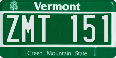 VT license plate ZMT151