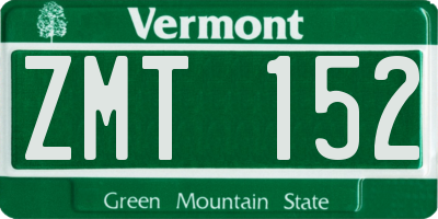 VT license plate ZMT152