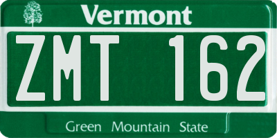 VT license plate ZMT162