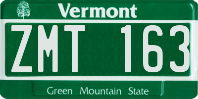 VT license plate ZMT163