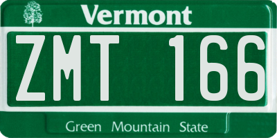 VT license plate ZMT166