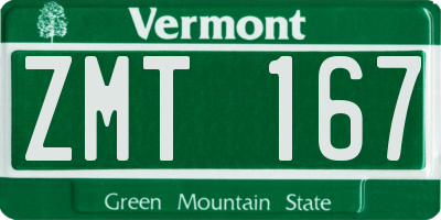 VT license plate ZMT167