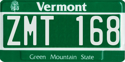VT license plate ZMT168