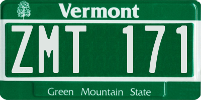 VT license plate ZMT171