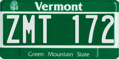 VT license plate ZMT172