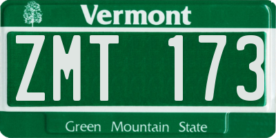 VT license plate ZMT173