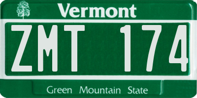 VT license plate ZMT174